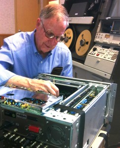 Ken Zin works on a 3/4" Sony deck with an Ampex AVR-3 in the background