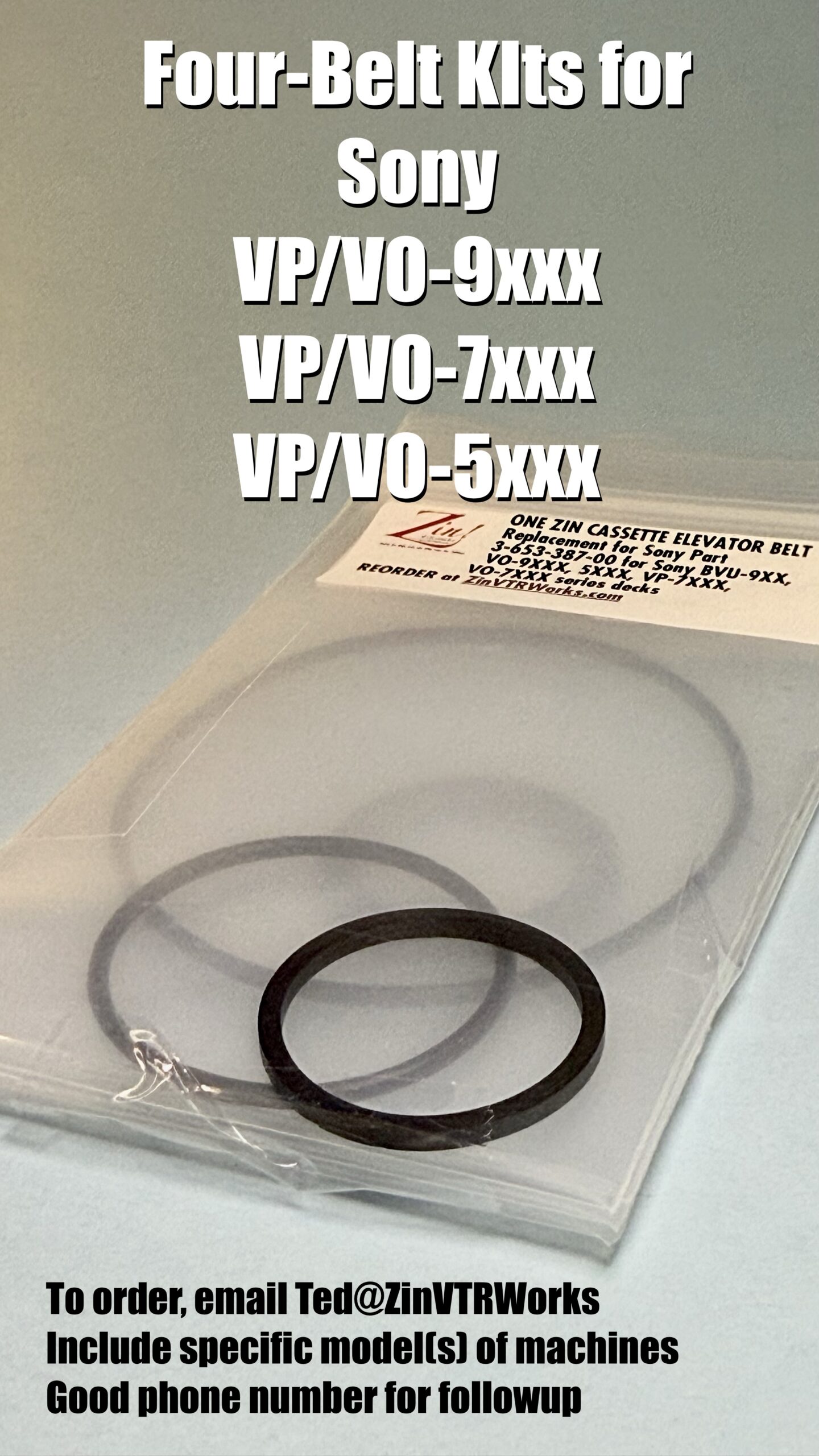 In stock and ready to ship! Four-Belt Kits for Sony 3/4″ Umatic In stock and ready to ship! Four-Belt Kits for Sony 3/4″ Umatic